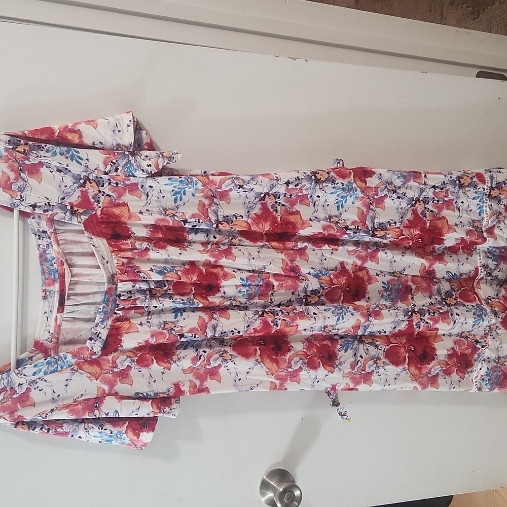 Soft Surroundings Blissful Bamboo Plumeria Nightgown Housedress With Pockets